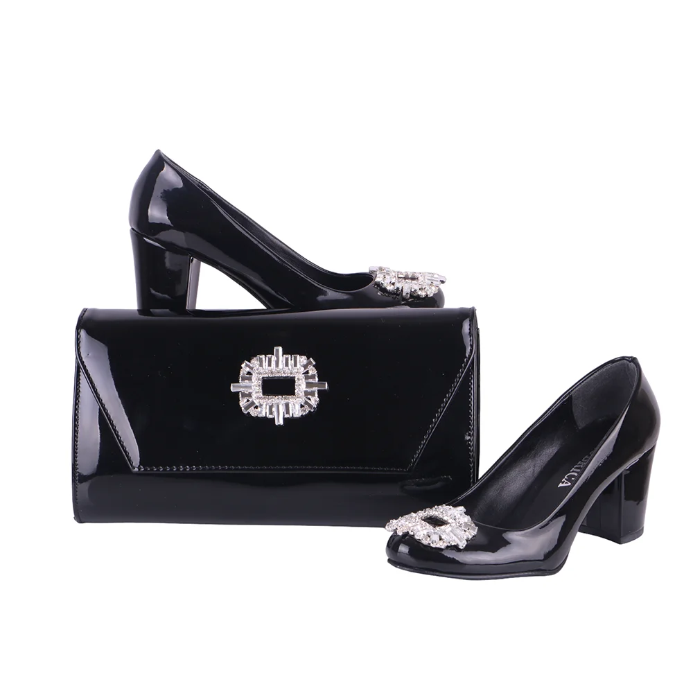 

Black Stone Heels for Women Low Heel Sandals and Matching Bag Shoes and Bags for Women 2023 Set Low Block Heeled Shoe for Women