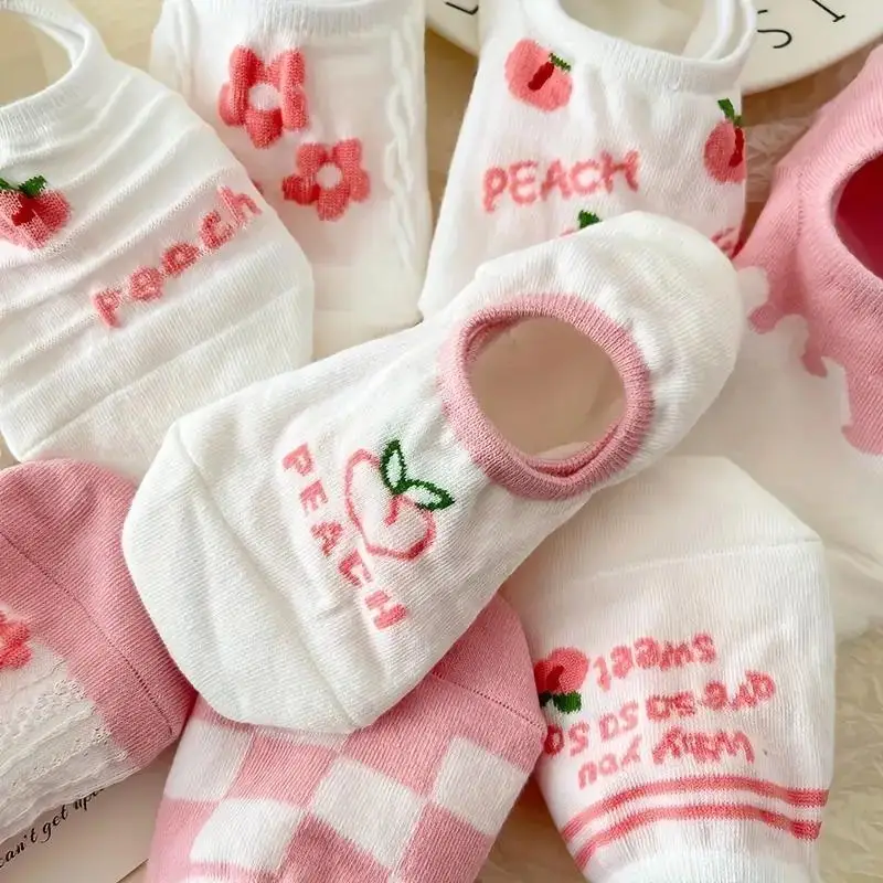 20 par uroczych, niewidocznych skarpet sportowych, miękkie i oddychające skarpetki typu peach boat na jesień i zimę, mogą być używane jako prezenty.