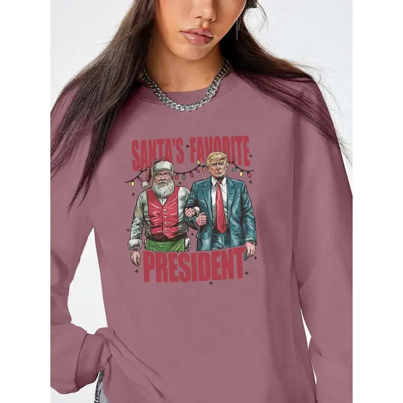 Damen-Sweatshirt mit weihnachtlichem Buchstaben-Aufdruck und tiefer Schulterpartie, lässiger Langarm-Pullover mit Rundhalsausschnitt für Herbst- und Winter-Damen