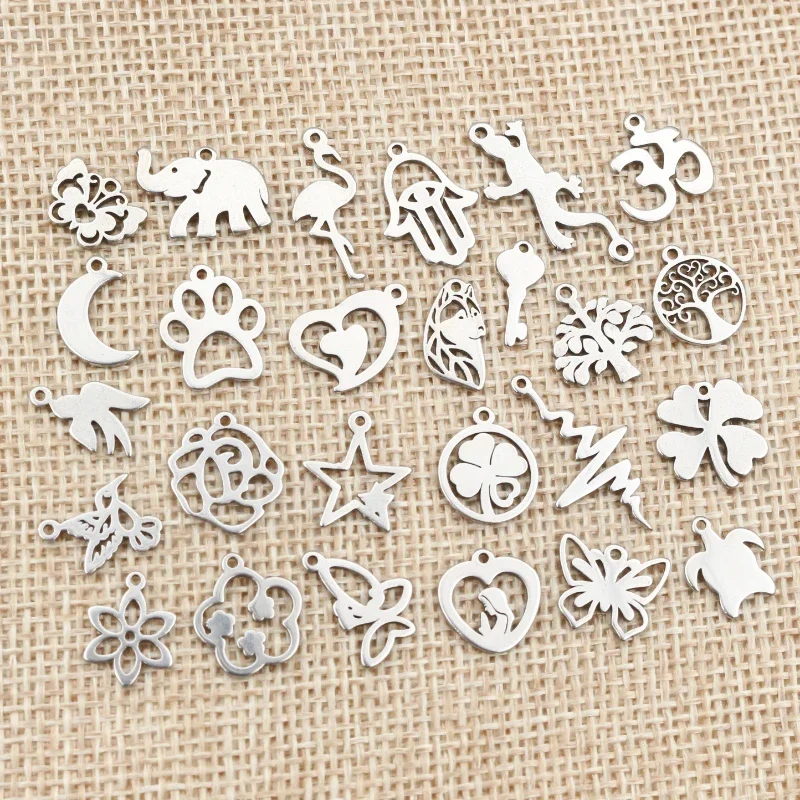 30 sztuk 316 ze stali nierdzewnej Charms słoń księżyc gwiazda serce mały wisiorek DIY tworzenia biżuterii akcesoria dla naszyjnik bransoletka — zdjęcie 2