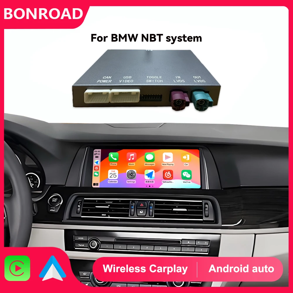 BONROAD Wireless CarPlay Android Auto Adapter Box For BMW F10 F11 F01 F56 F25 F20 F21 F22 F23 F30 F31 F32 F33 F34 F36 NBT system