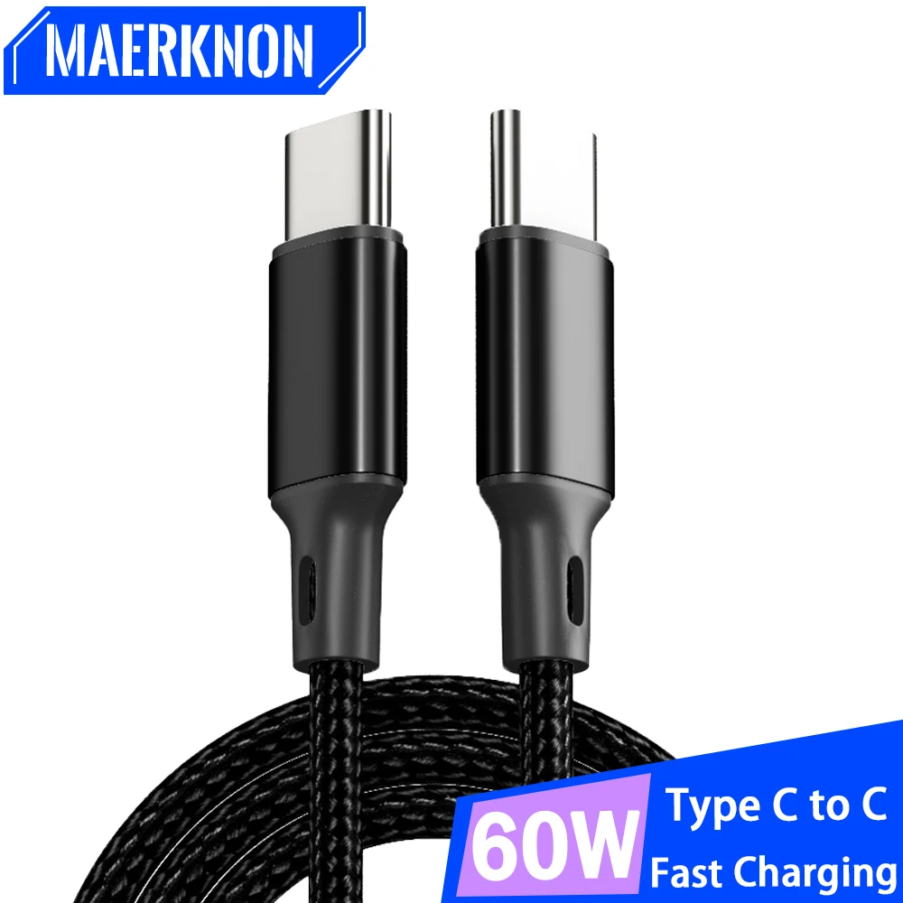 PD 60W USB Type C Cable Fast Charging USB C To USB C Data Cord For Huawei Samsung S21 Xiaomi Phone Charger Type C To Type C Wire