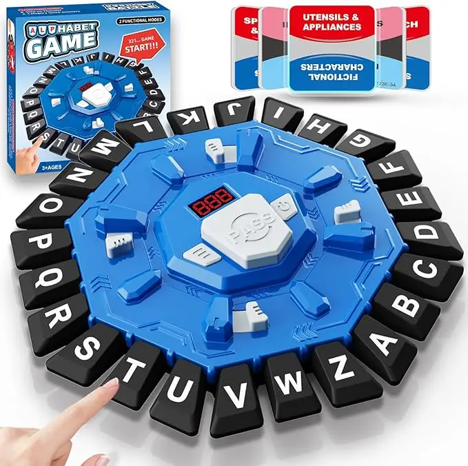 Set Gioco di Parole con 24 Lettere, 2 Modalità, 220 Categorie a Tema, Display LCD, Timer, Gioco da Tavolo Multiplayer per Feste