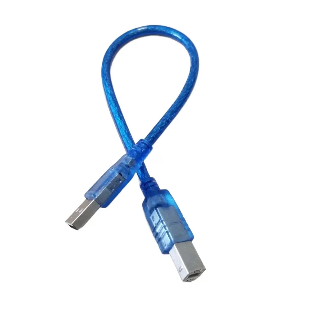 Konwerter USB 2.0 typu A męski na B Krótki kabel do transmisji danych do drukarki Niebieski 30 cm — zdjęcie 2