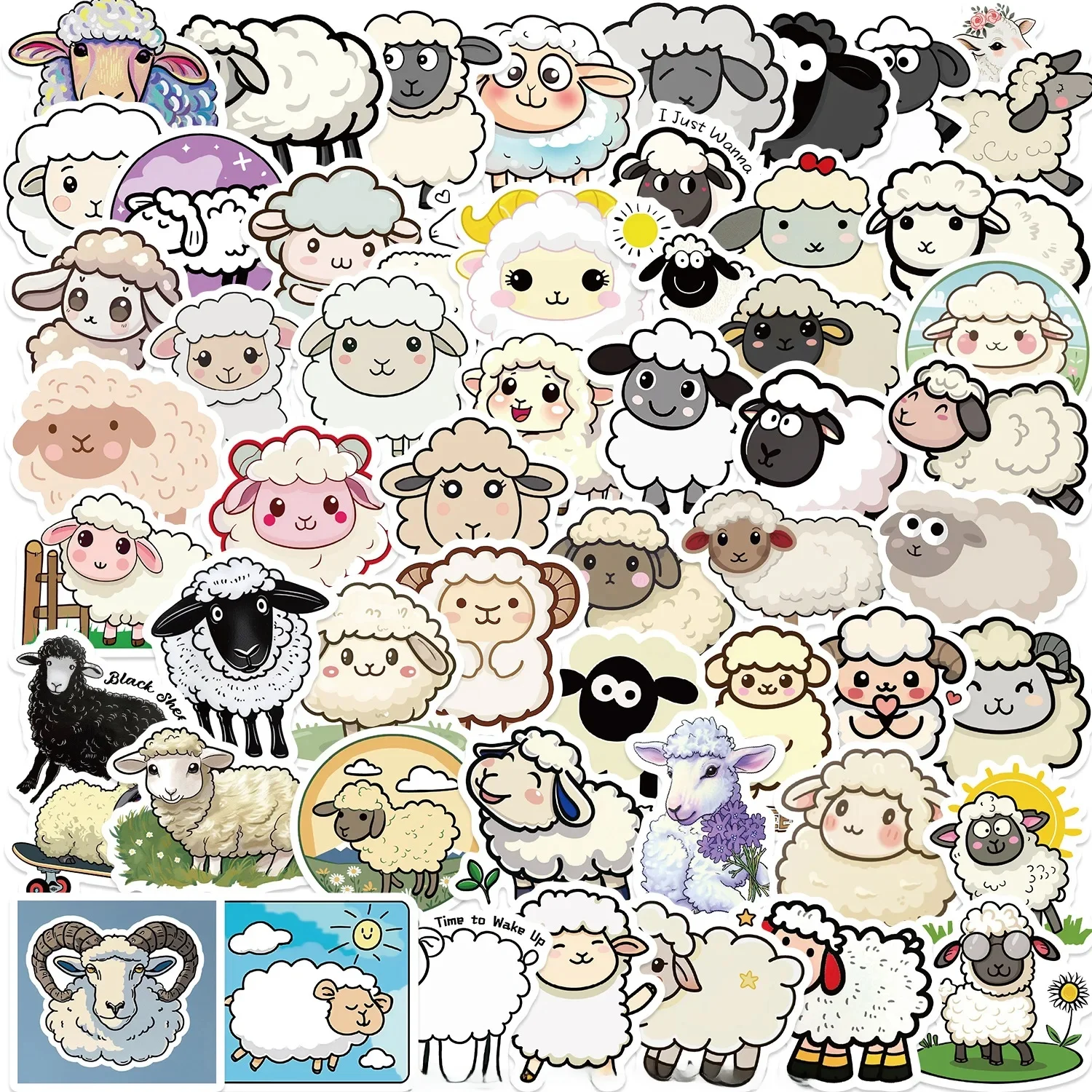 AliExpress GOGOTU 10/30/50PCS Cartoon Sheep Stickers Cute Animal Sticker DIY Scrapbook Laptop Phone Guitar Car Bike Skateboard Graffiti Decals Toy