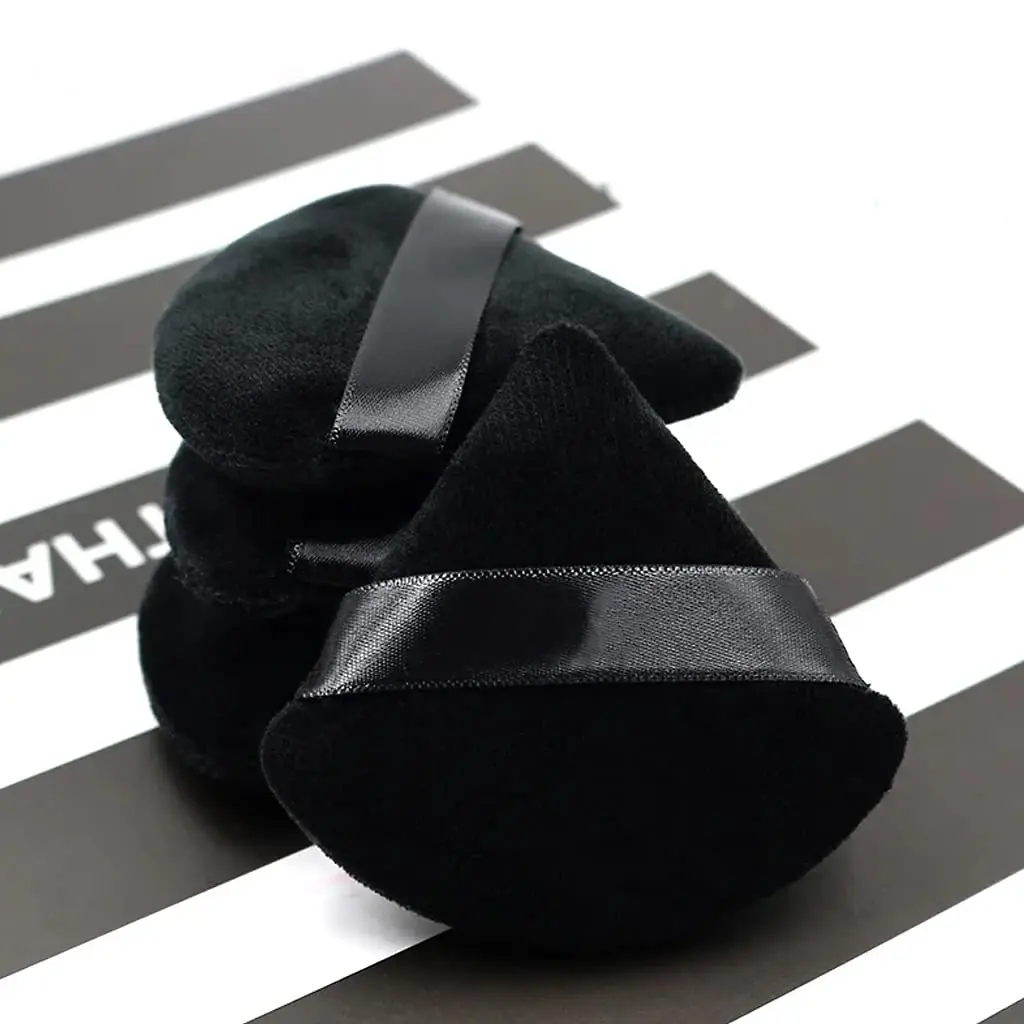 Dubbelzijdige poederdons - driehoekige vorm, voor het instellen van poeder, foundation, vloeistof en droog gebruik, niet-absorberend, zacht (zwart