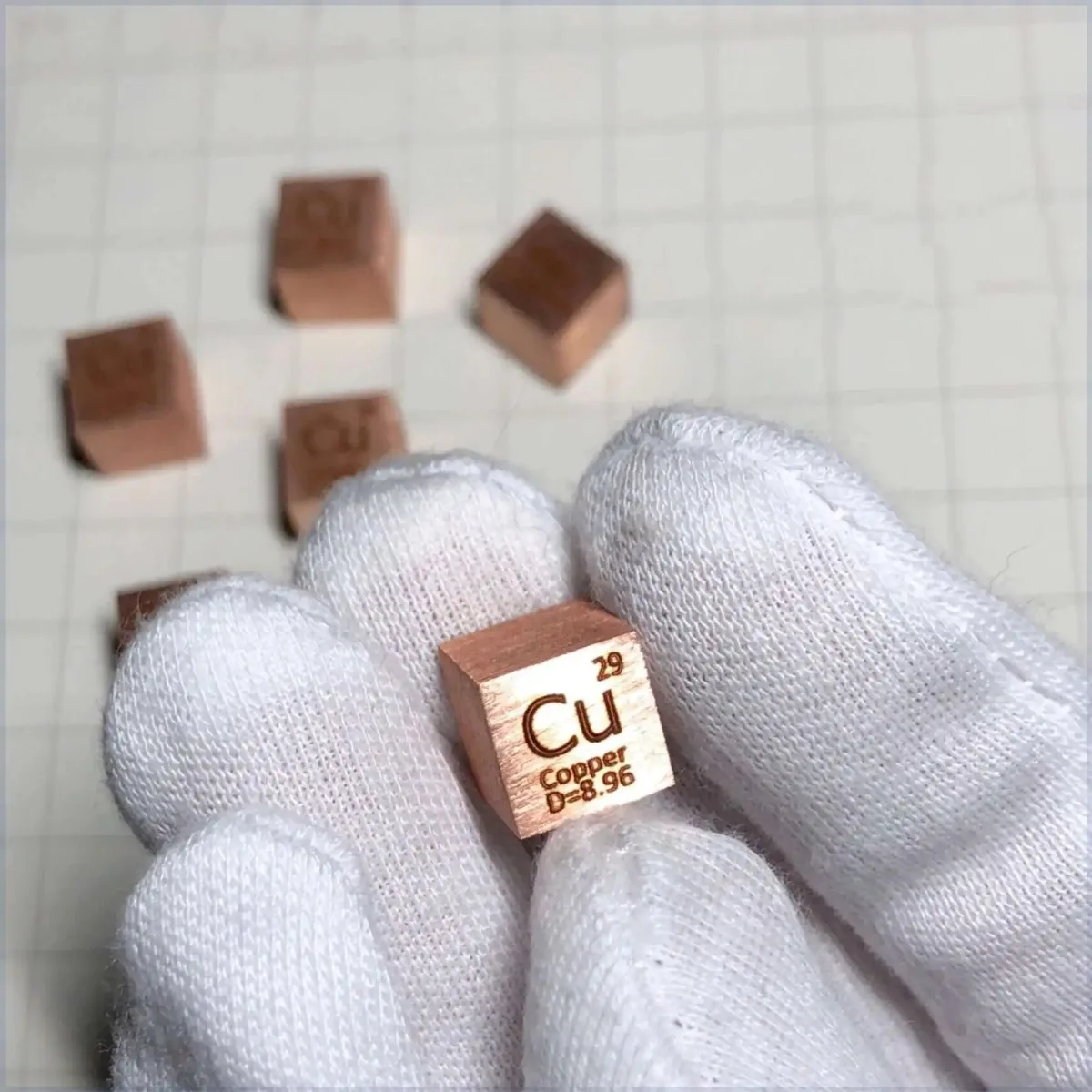 1/0.39inch CuRare Elements Periodic Table Cube Metal Sample Chemical Physics Teaching AIDS Home Table Decoration Children's Gift