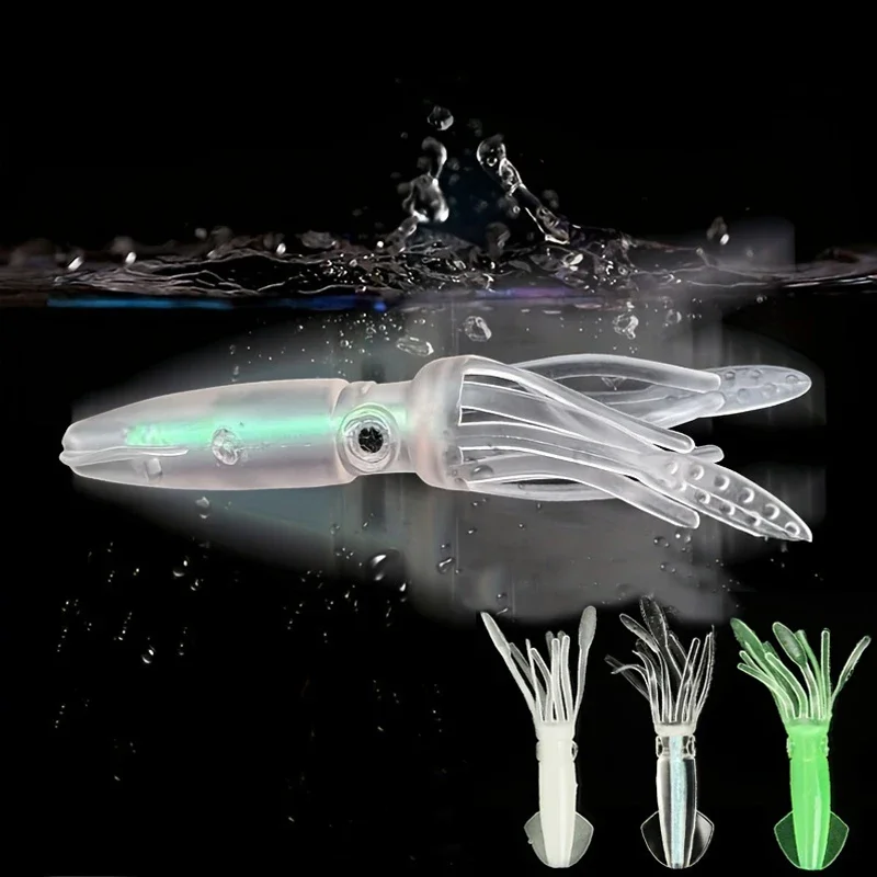 1pc/5 pièces leurre de pêche au calmar poulpe artificiel appât artificiel souple pour la pêche en eau salée et en eau douce