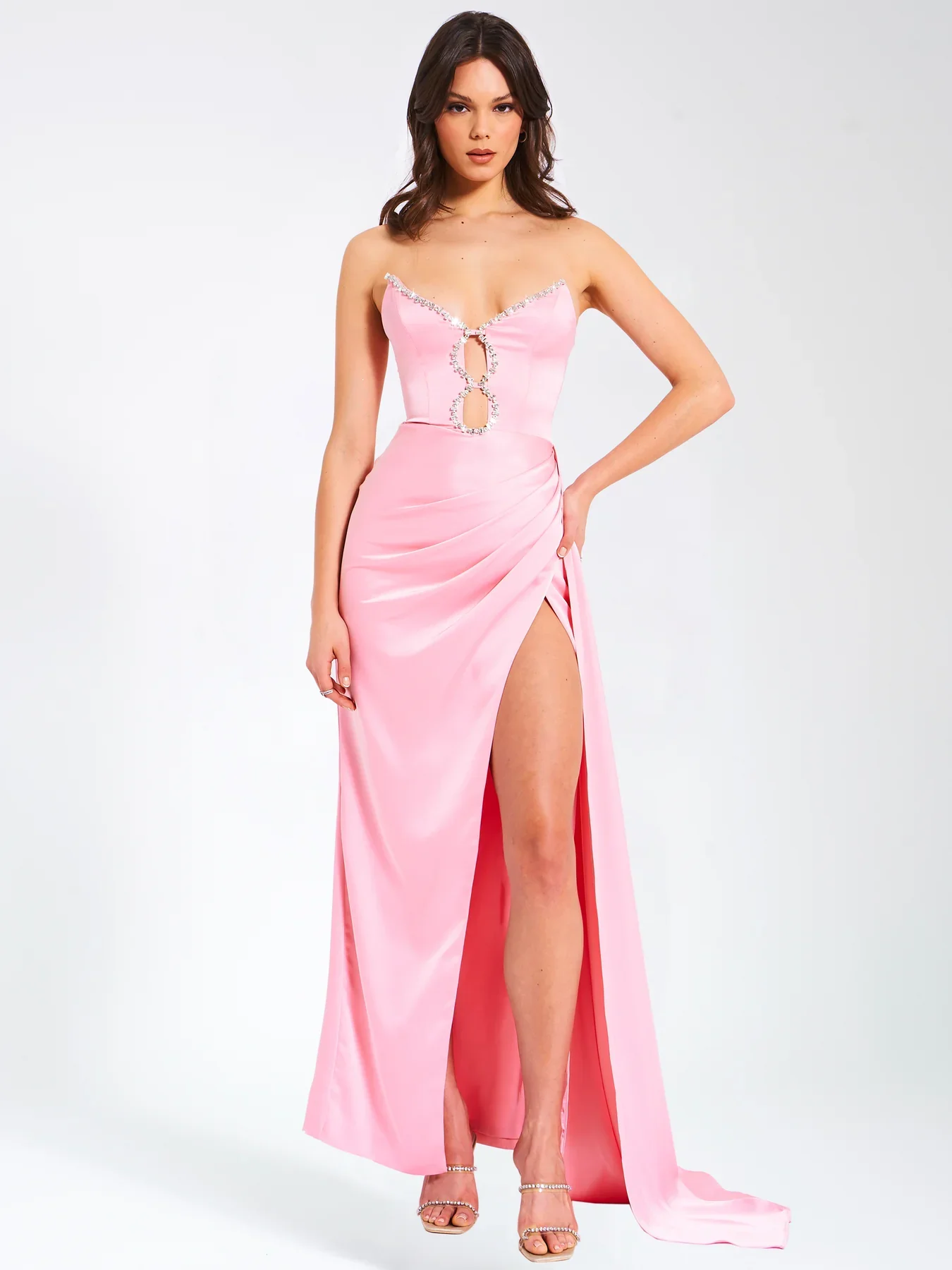 

Fashion Backless One Shoulder Bodycon Long Dress 2024 Rayon Slim Sleeveless Pink Pleated Party Dress