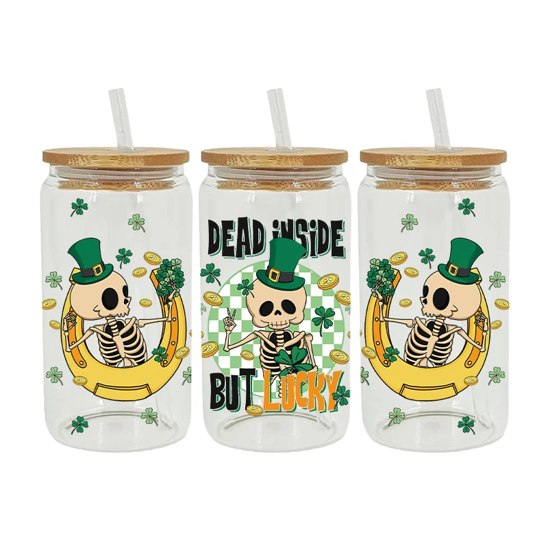 UV DTF Transfer Sticker St Patrick Lucky For The 16oz Libbey Glasses Wraps Bottles Cup Can DIY Waterproof Custom Decals D9598