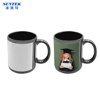 2022 Popular Product 11oz Blank Sublimation Black Ceramic Coffee Color Mugs With White Patch