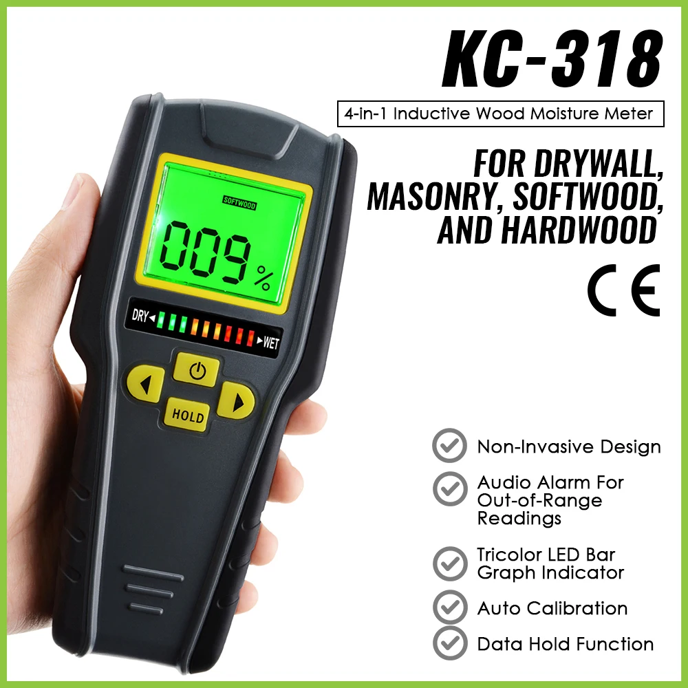 

Non-Contact Wood Moisture Meter Inductive Wood Timber Moisture Meter LCD Screen Digital Electromagnetic Wood Humidity Tester