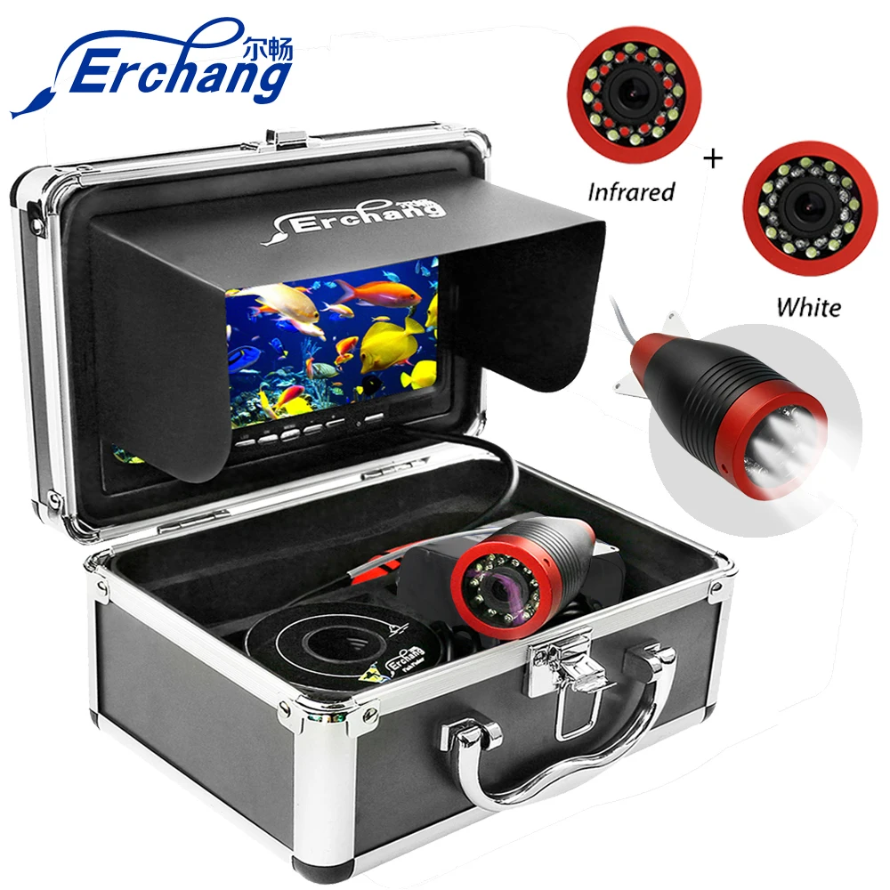 

Erchang 7 Inch （DVR）Underwater Fishing Camera Infrared 24PCS Lights Waterproof Fish Finder Camera For Winter Ice / Sea Fishing