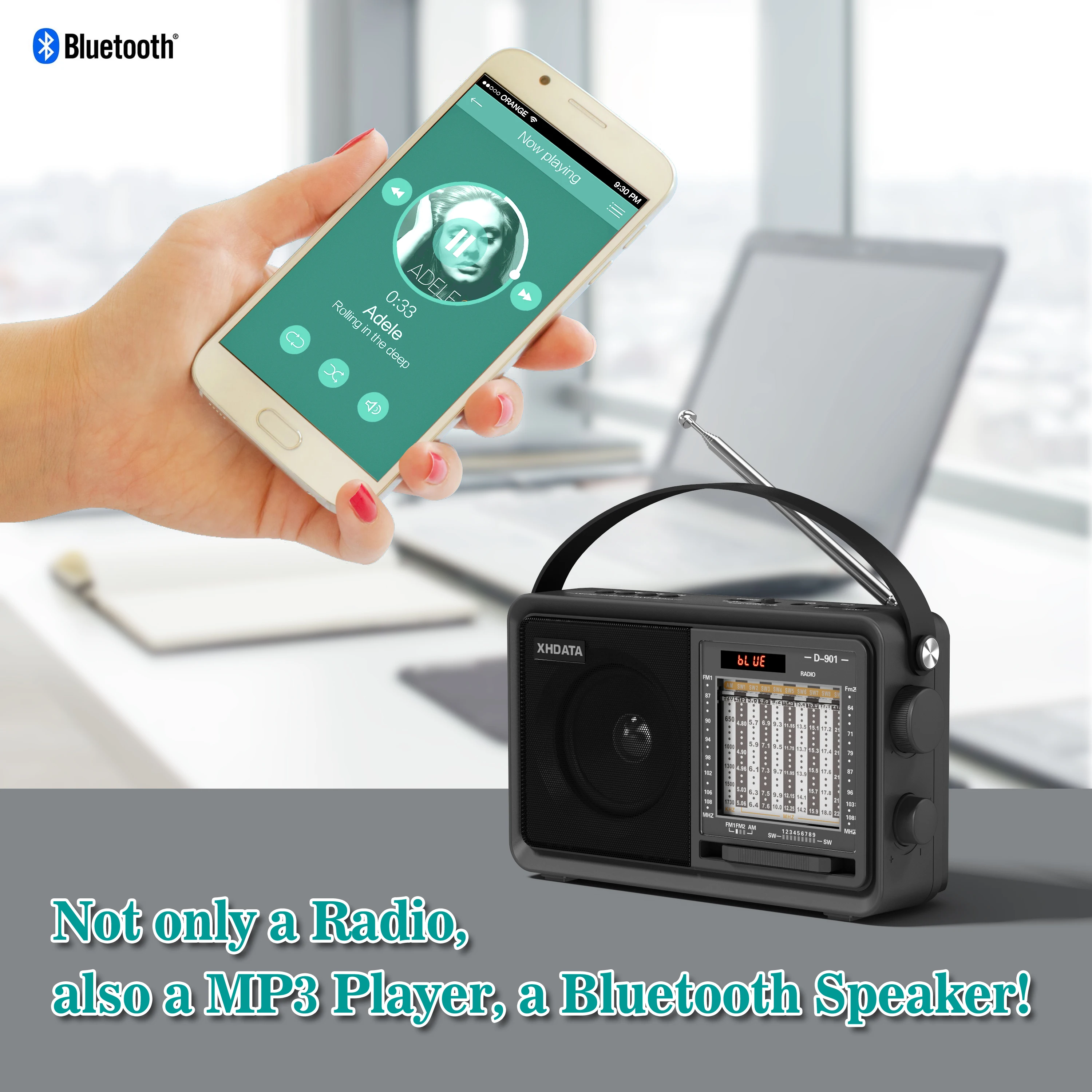 Портативный радиоприемник XHDATA D-901 AM, FM-радио DSP, компактный радиоприемник SW, MP3-плеер, Bluetooth-совместимый музыкальный плеер для пожилых людей