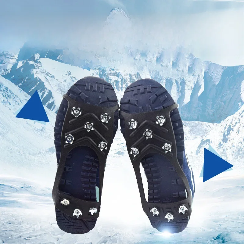8 zęby Ice Gripper do butów Snow Crampons antypoślizgowe Ice Gripper piesze wycieczki knagi kolce trakcja Ice Floes 8 Stud Shoes Grip — zdjęcie 2