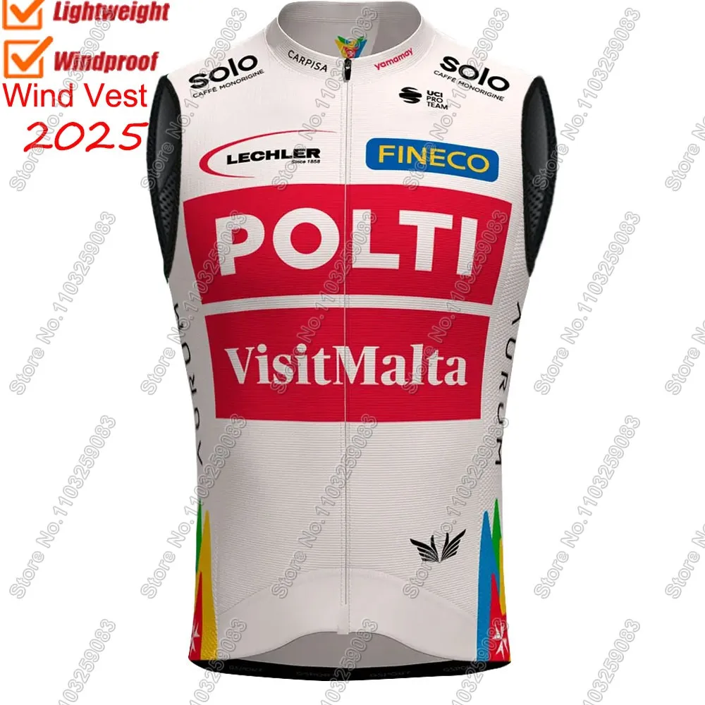 Polti Visitmalta 2025 Cycling Vest Windproof Men Wind Vest Road Cycling Jersey Sleeveless Bike Windbreaker Bicycle