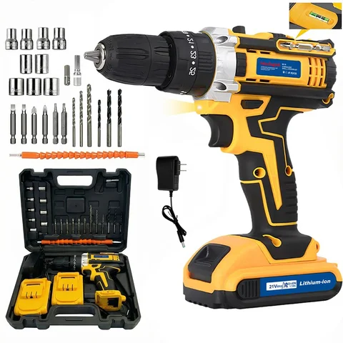21V Cordless Lithium-Ion Impact Driver & Electric Hand Drill Kit – Power Screwdriver for DIY Home Repairs & Construction, Men's Gift