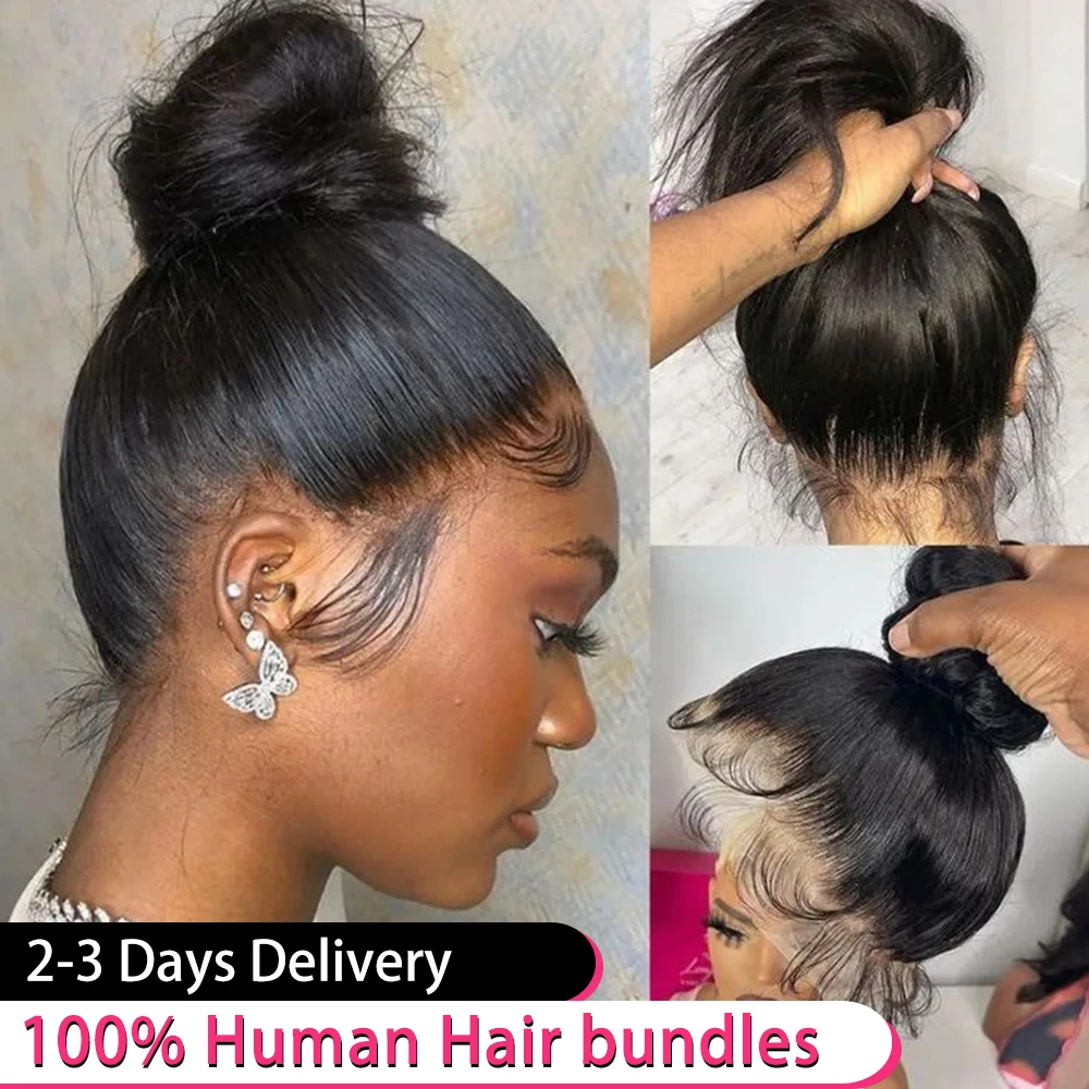 

13x6 360 Straight Bone HD Lace Frontal Hair Wig 13x4 280 Density 100% Brazilian Transparent Lace Front Human Hair Wigs For Women