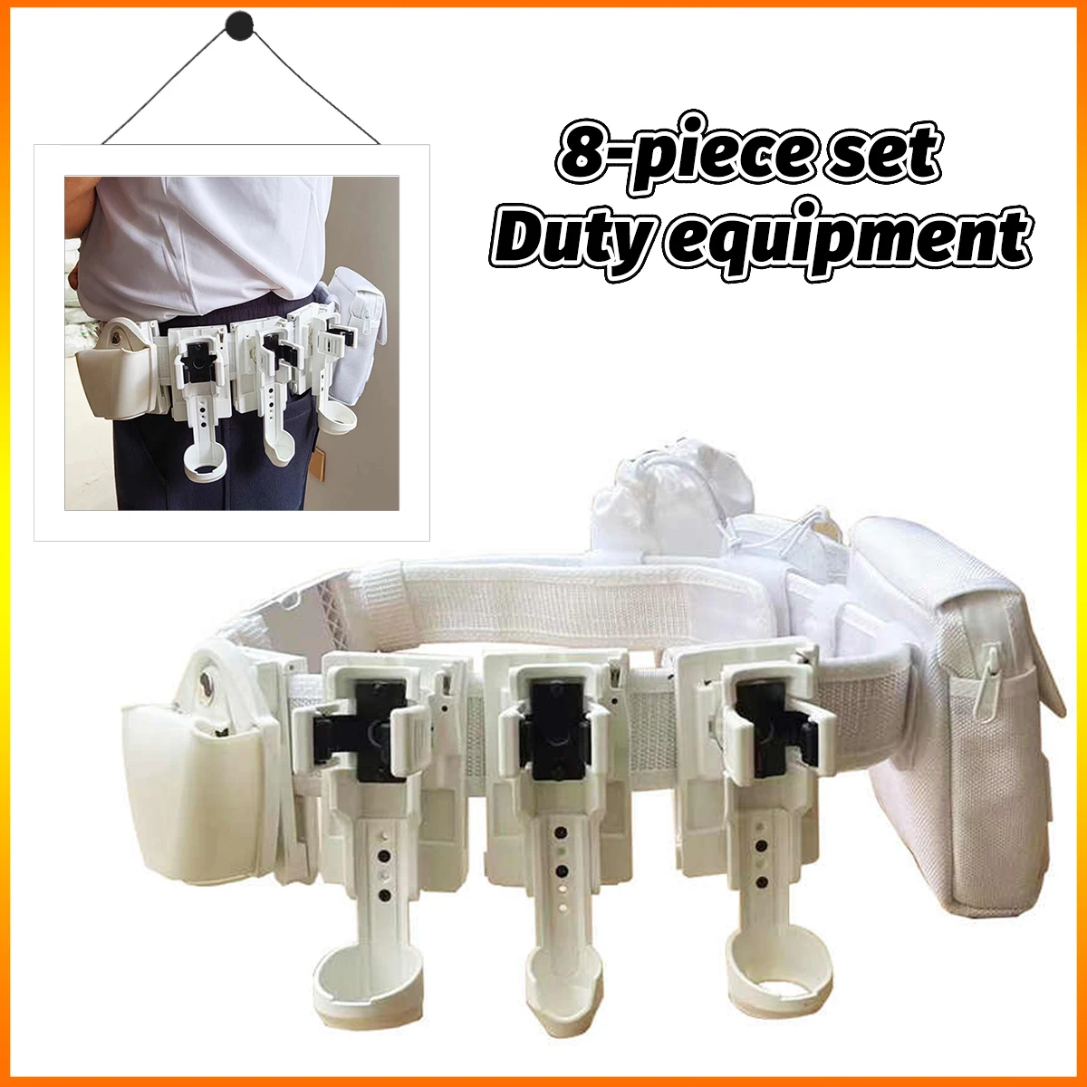 

White quick-release tactical belt eight-piece set Patrol traffic duty armed belt eight-piece set for Outdoor hunting role play