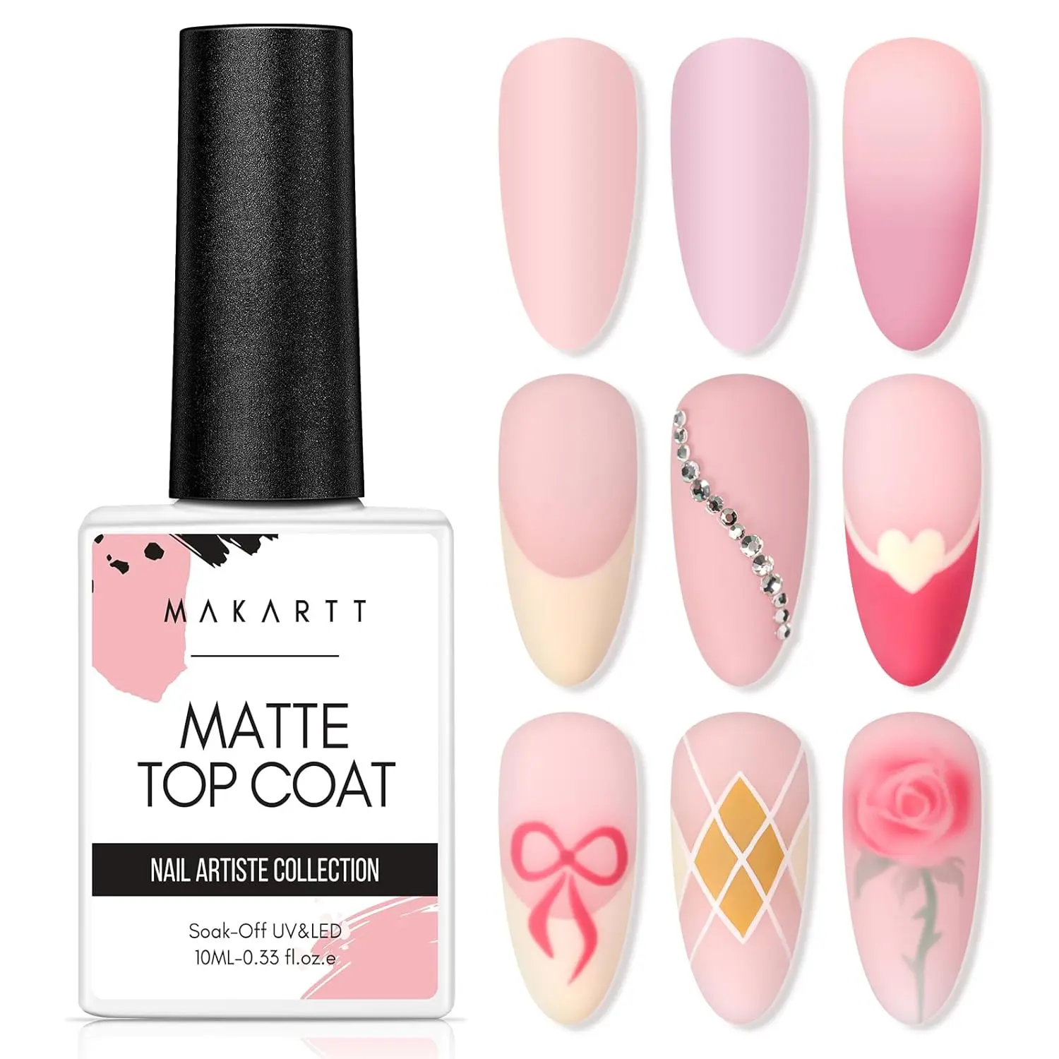 

Makartt Matte Gel Top Coat 10 мл, Soak Off No Wipe, долговечная матовая отделка для дизайна ногтей, принадлежности для самостоятельного изготовления и салона маникюра