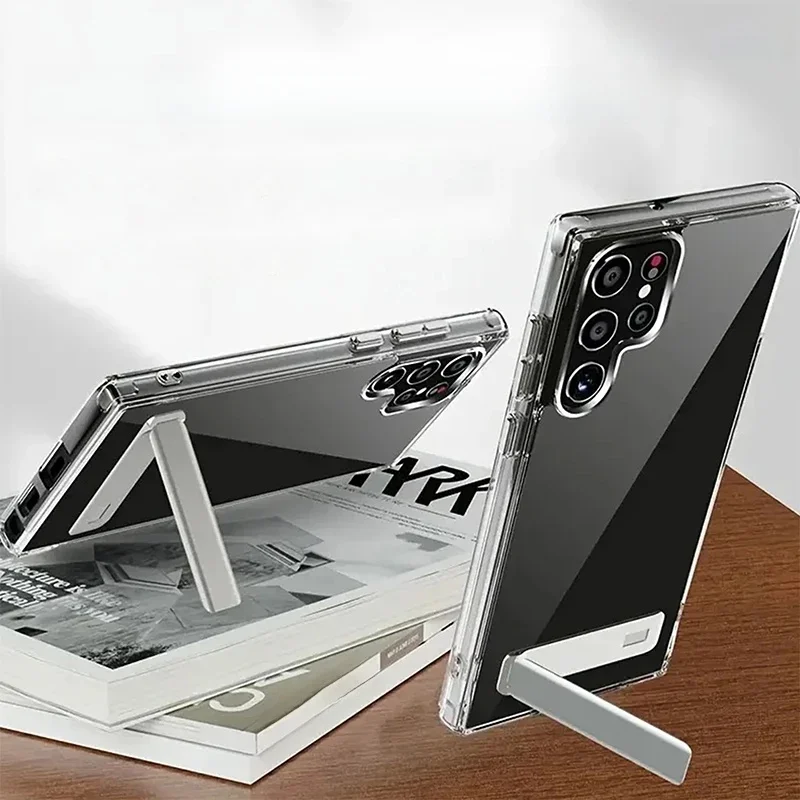Etui na telefon komórkowy UYUXIO Stand do Samsung Galaxy S25 Ultra S24 S23 FE S22 Plus Clear Cases z podpórką i uchwytem — 2