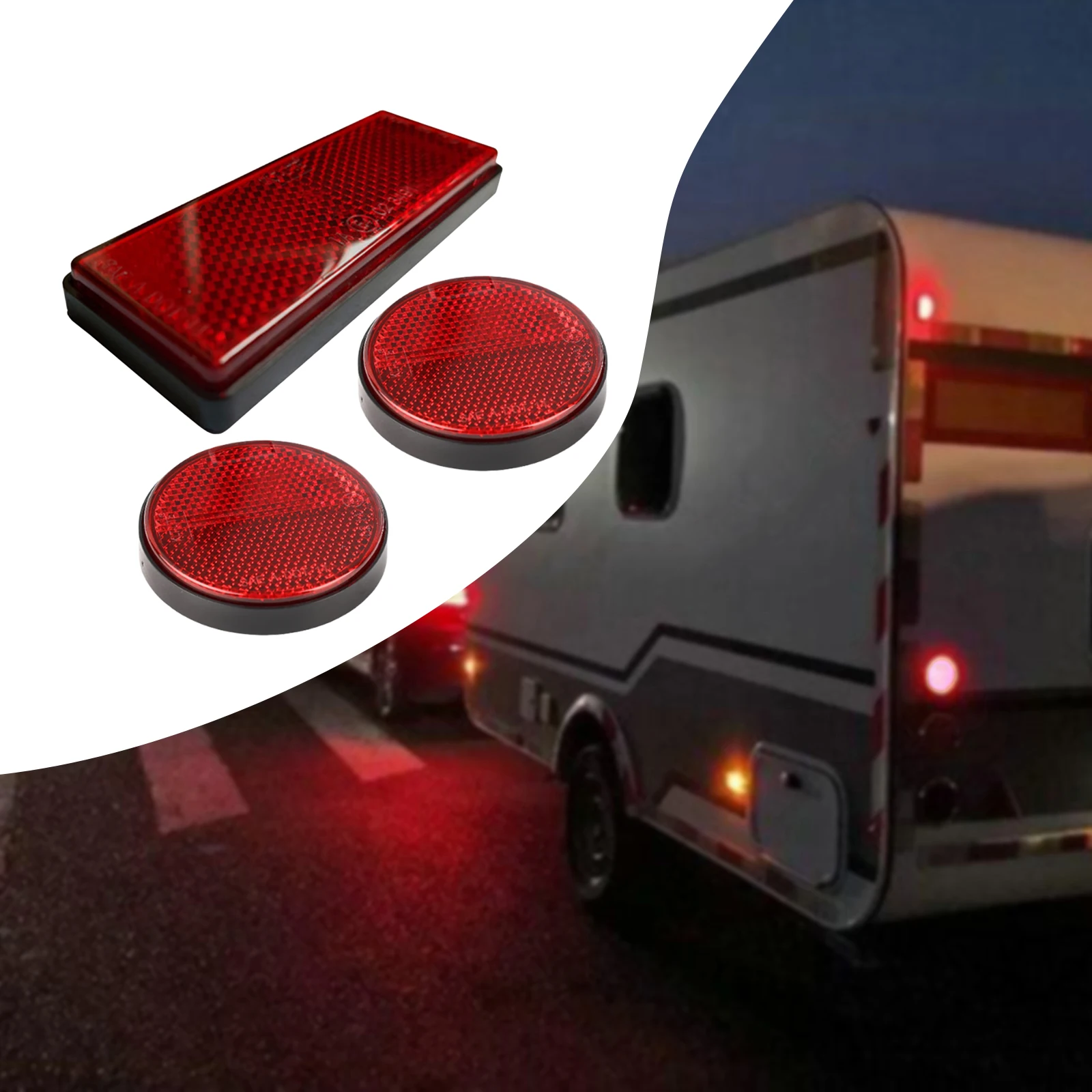 

1 square 2 round Motorcycle Reflector Light Reflective Strip Universal Reflector Replaces Warning For Motorbike Truck Trailer