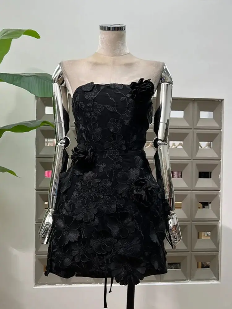 

Sexy Fashion Elegant Luxurious Women's Dresses Embroidered 3D Floral Lace Up Corset Bodycon Designer Party Cocktail Evening Gown