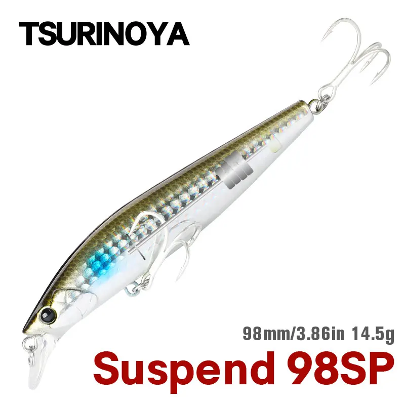 TSURINOYA STINGER 98SP Suspending Minnow 98mm 14.5g 80-130cm Long Casting Fishing Lure Pike Bass Artificial Hard Baits Jerkbait