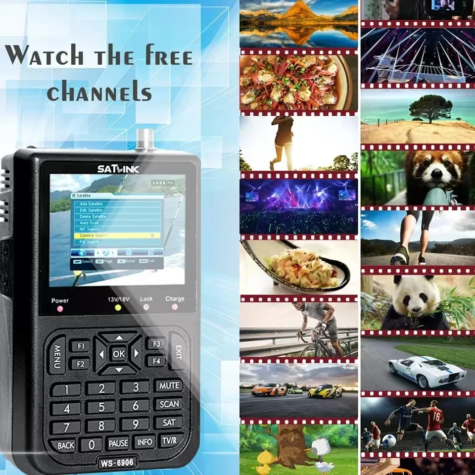 SATLINK WS6906 Misuratore satellitare portatile LCD ad alta chiarezza da 3,5 pollici Display dati Misuratore di segnale satellitare digitale