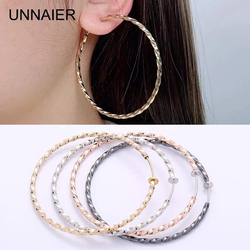 Unnaier 60mm torcido redondo clipe de orelha brincos grandes sem piercing clipe brincos moda feminina jóias 2023 brinco tendência nova chegada