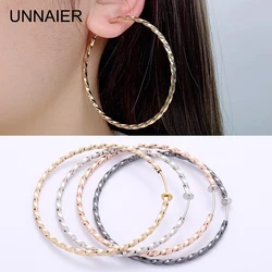 UNNAIER 60mm Twisted Round Ear Clip Large Earrings No Piercing Clip Earrings Fashion Women Jewelry 2023Earring Trend New Arrival