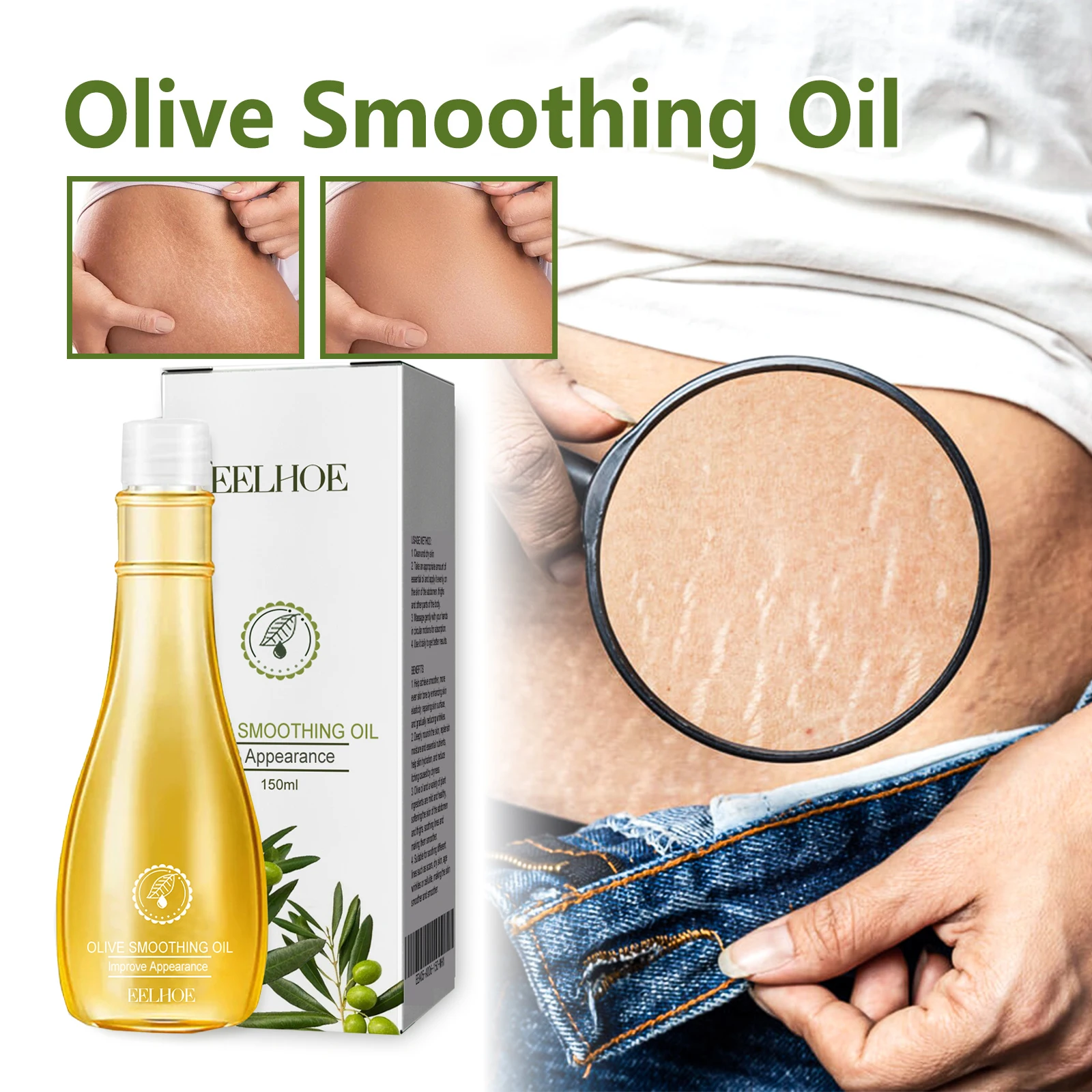 Olive Smoothing Oil Stretch Mark Pregnancy Removal Massage Anti-Wrinkle Lifting Firming Fade Scar Repair Skin Care Essential Oil