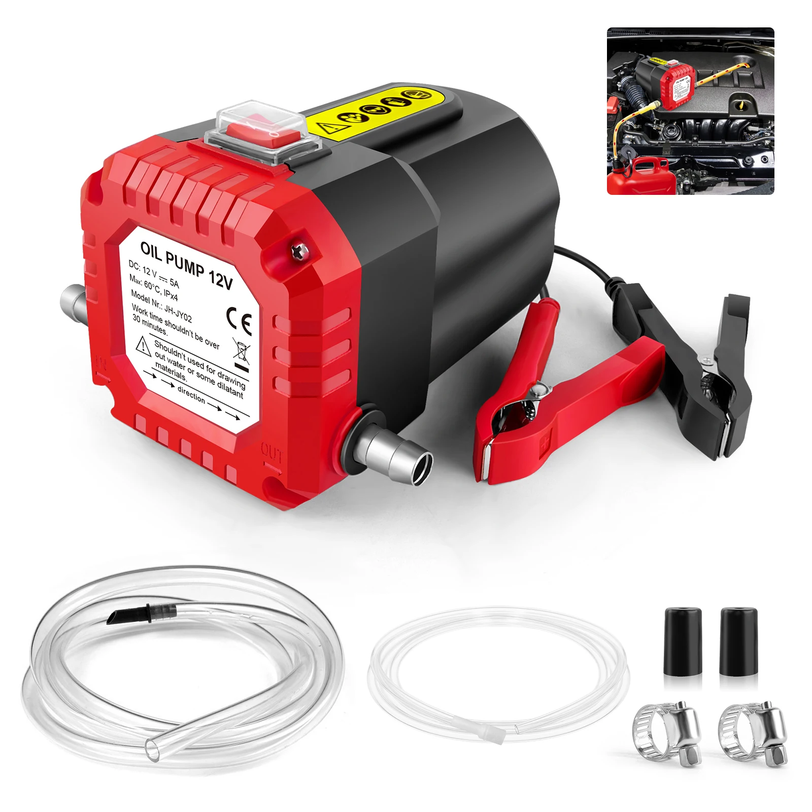 Pompa di trasferimento olio 12V portatile, estrattore di fluidi, pompa elettrica per cambio carburante, strumento a sifone, kit pompa per auto, barche, moto, camion, camper e ATV