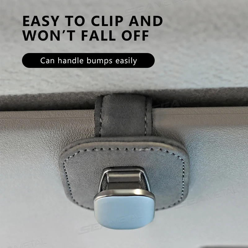 SEAMETAL Metal Car Glasses Holder Clip Wear-Resistant Suede Sunglasses Holder Soft Sponge Cushion Auto Eyeglasses Hanger Clip
