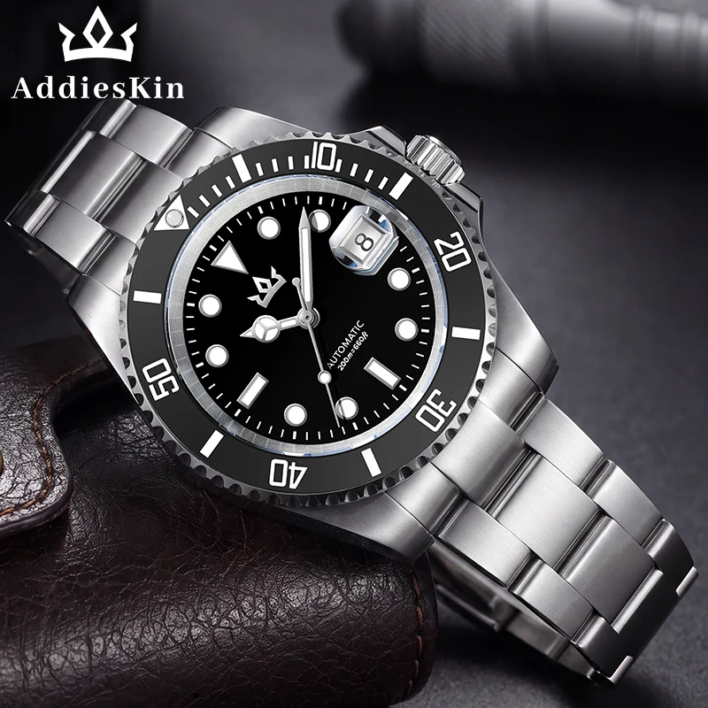 AddiesKin K012 Men's Luxury Automatic Diver Watch ST2130 Genuine Sardonyx Dial Matching Ceramic Bezel BGW9 Luminous Sapphire
