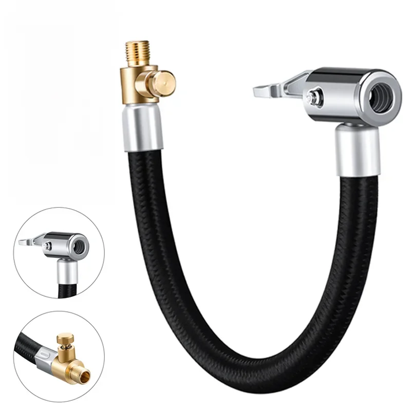 Adaptateur de Tube d'extension de pompe à Air de tuyau de gonfleur de pneu de voiture peut être dégonflé serrure de mandrin d'air pour Tubes gonflables de pneu de vélo de moto