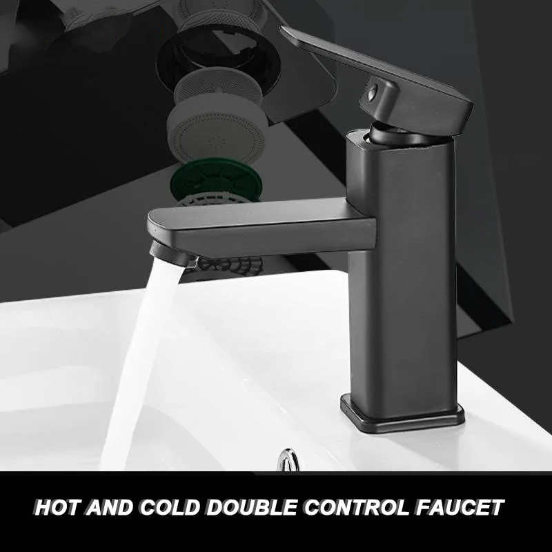 

Black Silver Single Handle Basin Faucet Cold Hot Water Mixer Bathroom Faucets Contracted Basin Faucet Deck Mounted Tap