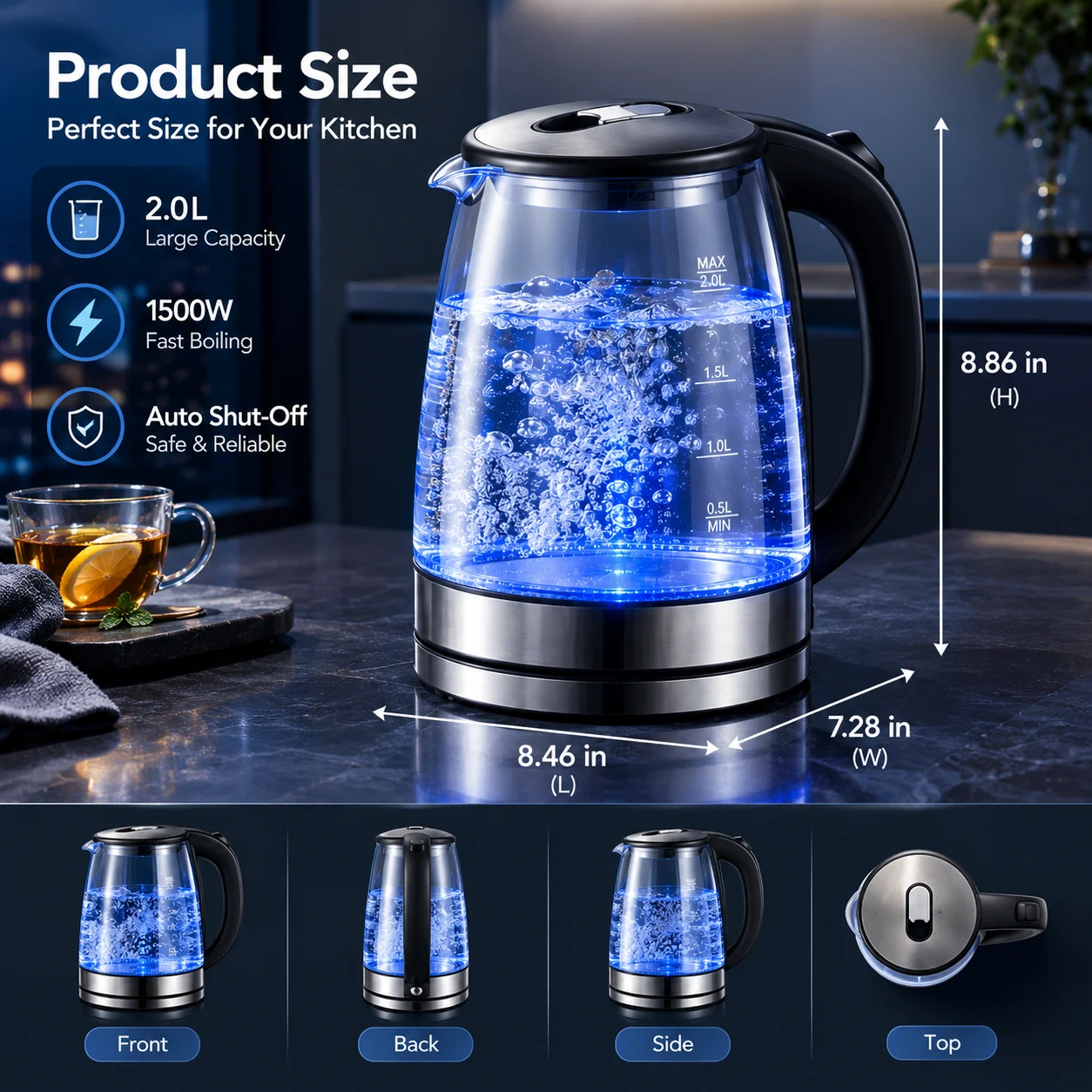 2-Liter Glass Water Pitcher With A Leak-Proof Lid And A Wide Mouth For Easy Filling And Cleaning