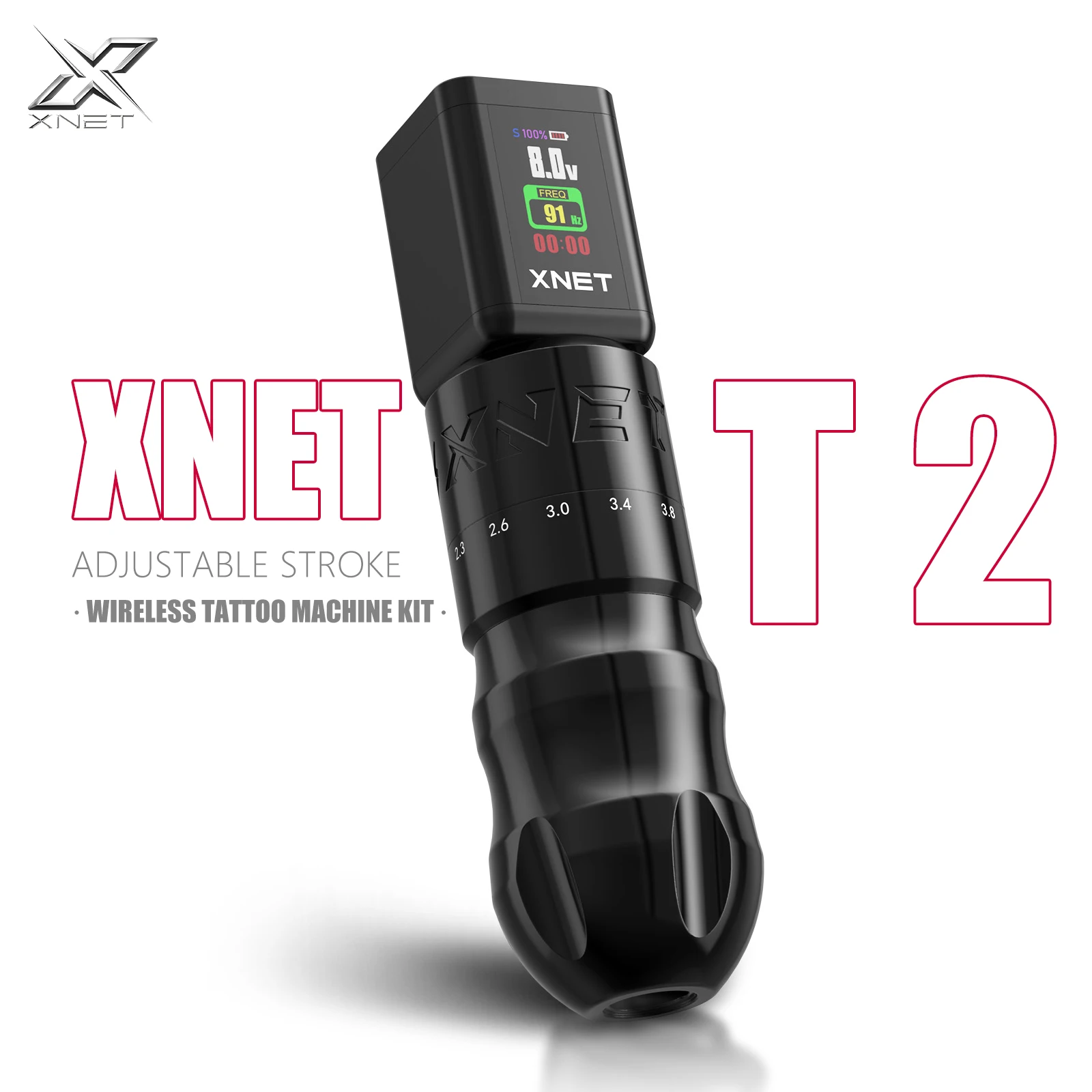 

XNET T2 Rotary Tattoo Pen With Wireless RCA Power Supply 2000mAh 2.0-4.2mm Adjustable Stroke Makeup Machine Pen For Tattoo Art