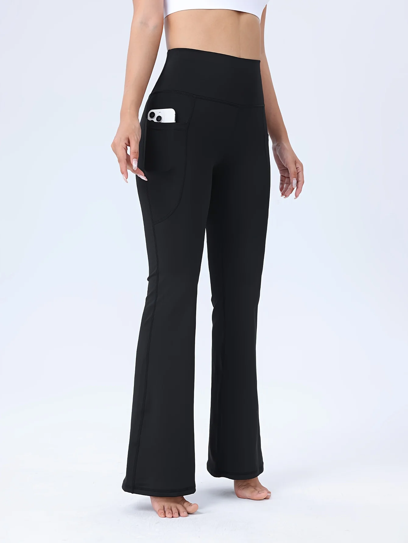 

Women's High-Waisted Flared Pants, Tummy-Control Multi-Pocket, High Elasticity, Designed for Tight Workouts