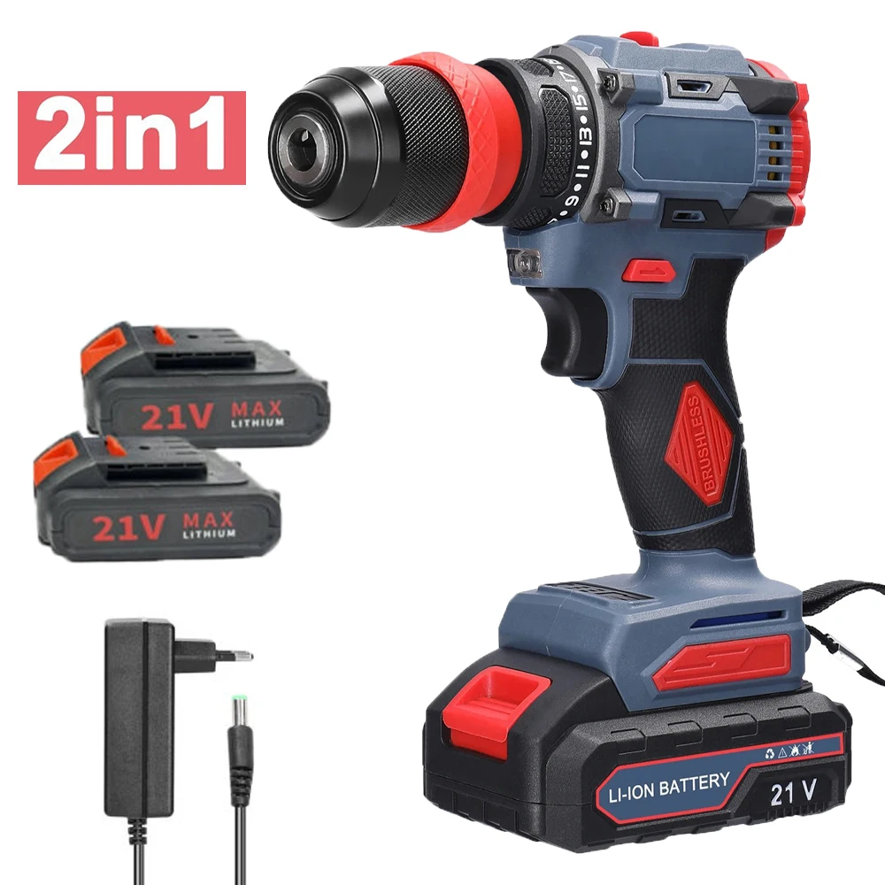 Perceuse à percussion électrique 21V 55Nm, tournevis électrique sans fil polyvalent, outils électriques de bricolage