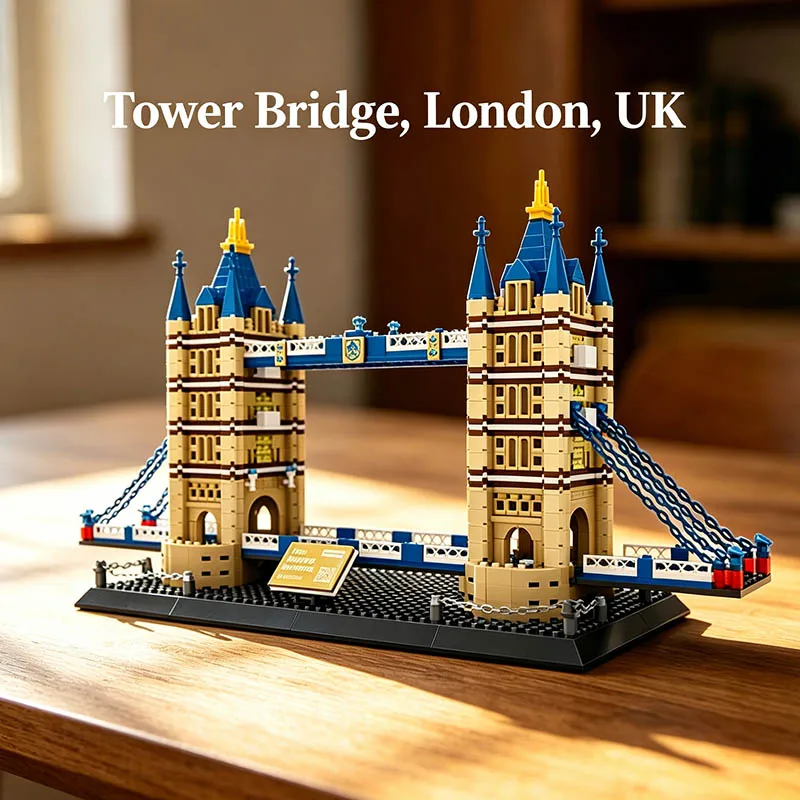 

MOC 1031PCS London Twin Towers Bridge City Street View Architectural Model Building Blocks Set Creative Puzzle Toy Gift