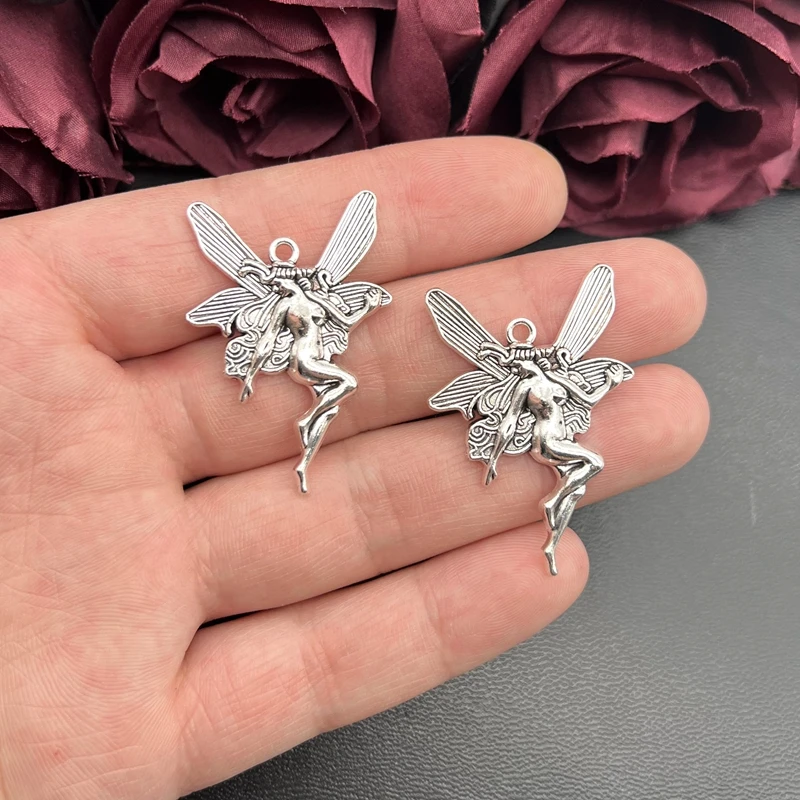 5pcs 43*29mm Charms Butterfly Fairy Angel Handmade Craft Pendant Making DIY Making Findings Handmade Tibetan Jewelry