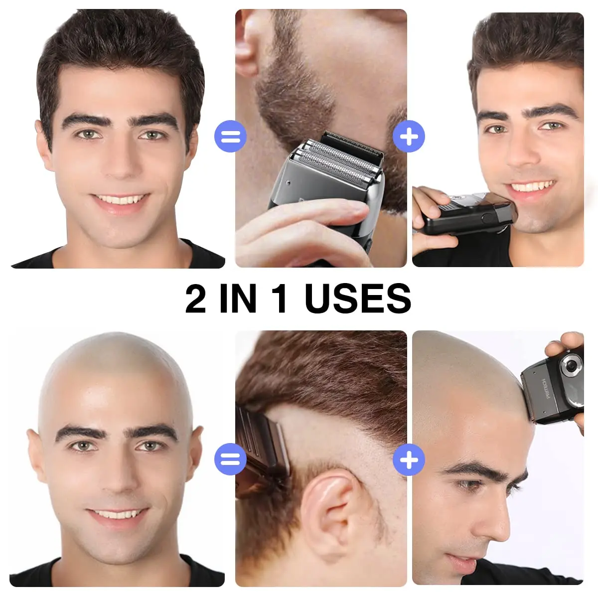 Pritech-Afeitadora eléctrica recargable para hombres, maquinilla de afeitar inalámbrica, resistente al agua, recortadora de barba, removedor de pelo, accesorios de seguridad para peluquero