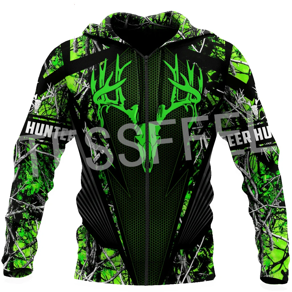 Custom Name Deer Hunting Animal Bow Hunter Camo Cosplay Tattoo Retro Tracksuit 3DPrint Harajuku Casual Pullover Jacket Hoodies Q