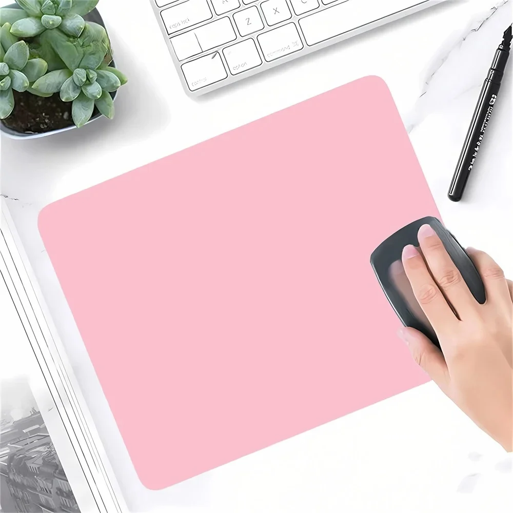 Tapis de souris en caoutchouc de couleur Simple, antidérapant, imperméable, rose, 25x20cm, fournitures scolaires, accessoires de bureau, ensemble de bureau