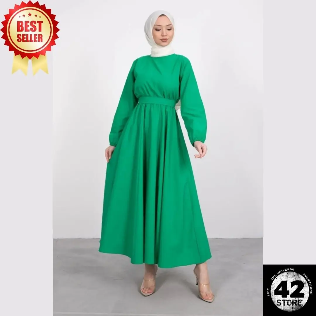 Seasonal Green Hijab Dress