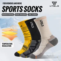 WRELS chaussettes en laine mérinos chaussettes de course de randonnée doux léger Absorption des chocs amortissement mi-mollet respirant cheville chaussettes de cyclisme 3