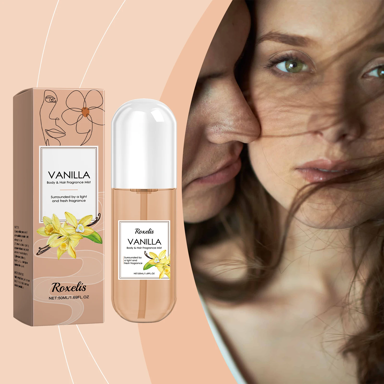 

Roxelis 50ml Vanilla Body Perfume Charm Dating Fragrance Alcohol Free Remove Sweat Odor Natural Fresh Vanilla Glamour Perfume