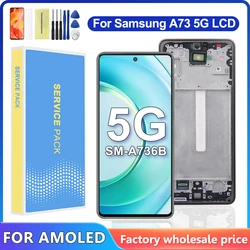 A73 5G AMOLED Quality Screen For Samsung A73 5G A736 A736B A736B/DS Display Touch Screen with Frame Digitizer Assembly